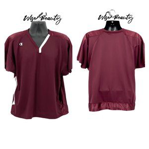 Champion Authentic V-Neck Jersey T-Shirt Youth Size XL Maroon White Top NEW